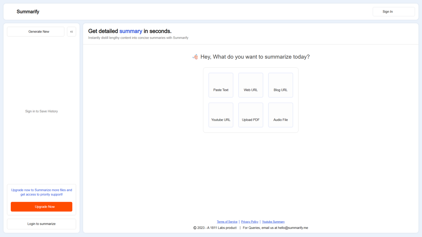 Summarify — интерфейс нейросети Summarify — интерфейс нейросети