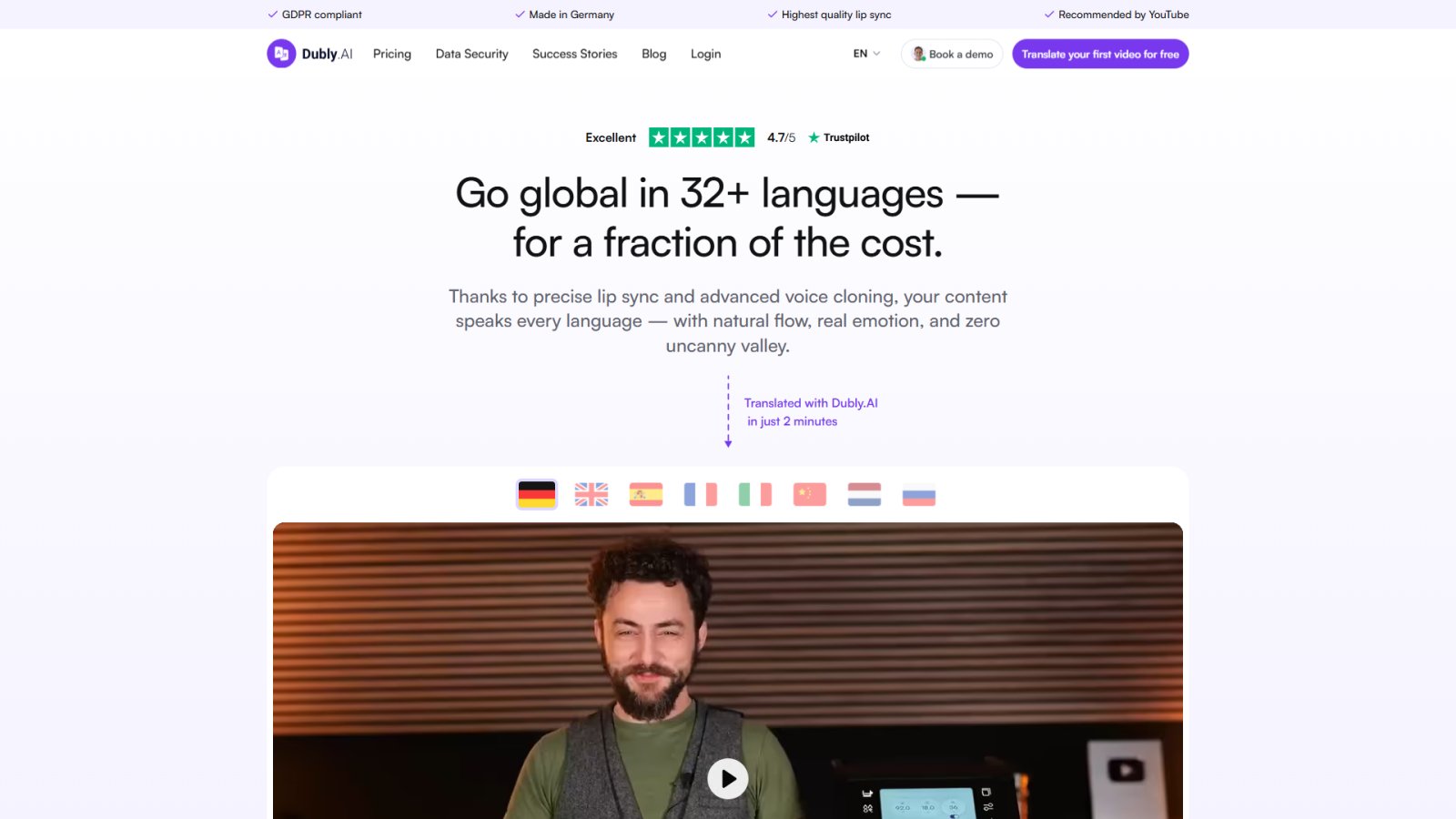 Dubly.AI нейросеть Главная страница