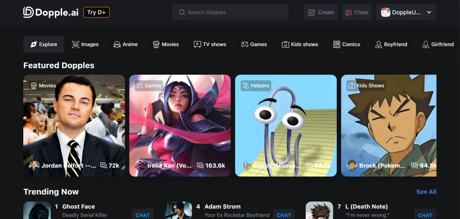 Dopple.AI Главная страница Dopple.AI Главная страница