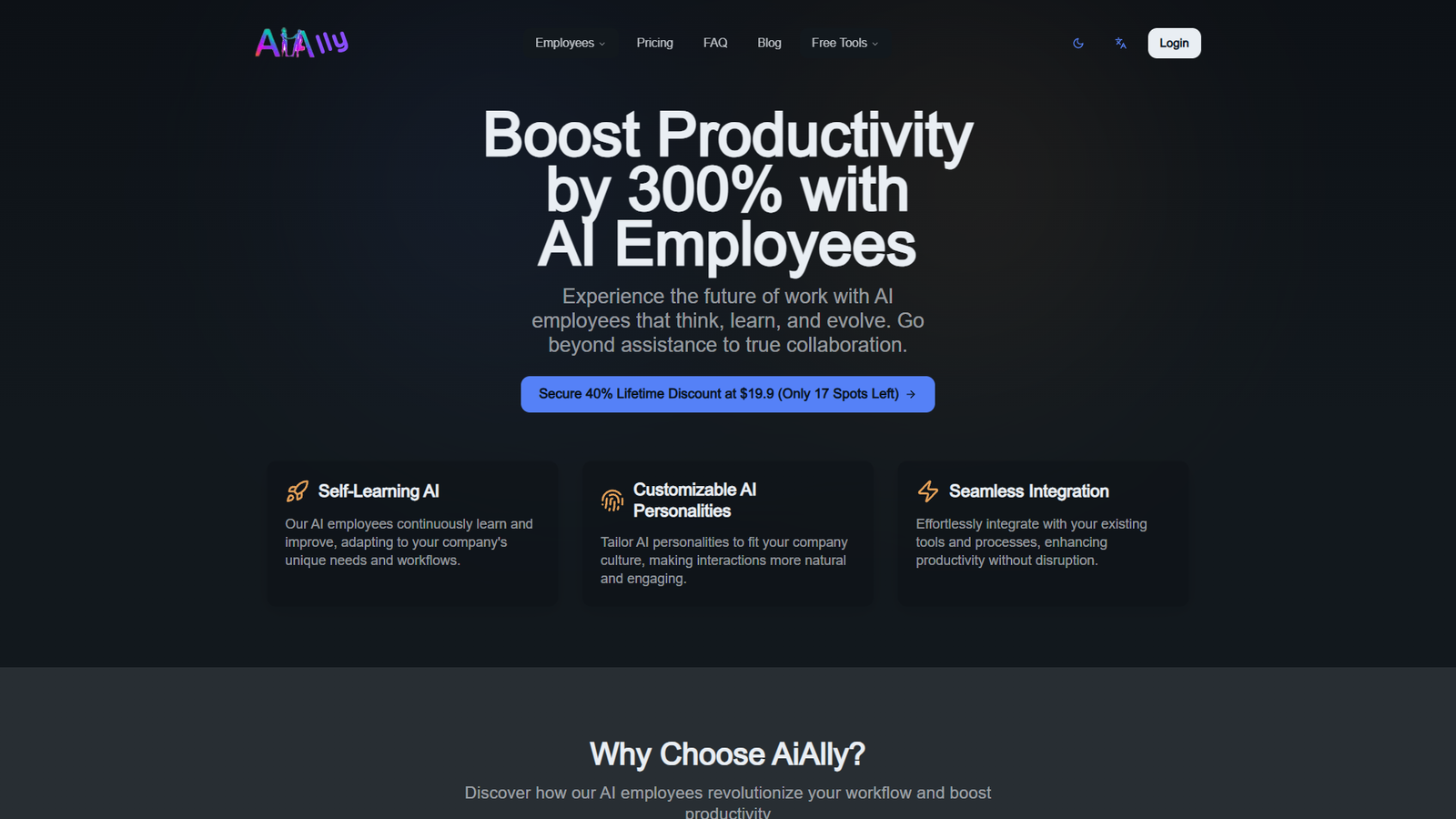 AiAlly AI Employees — интерфейс нейросети AiAlly AI Employees — интерфейс нейросети