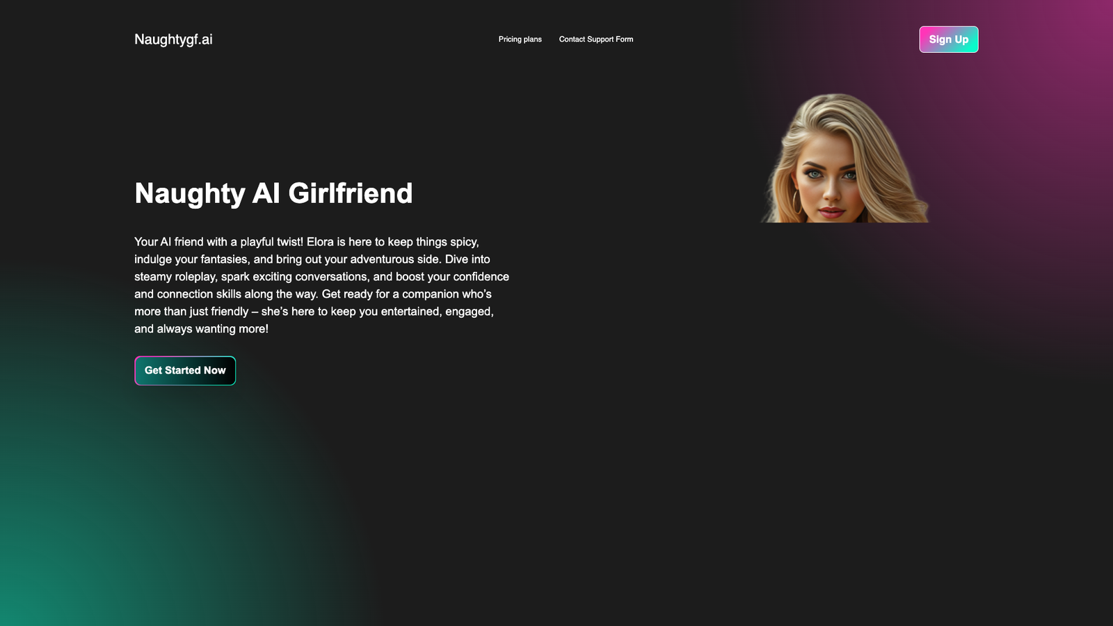 Naughtygf.ai — интерфейс нейросети