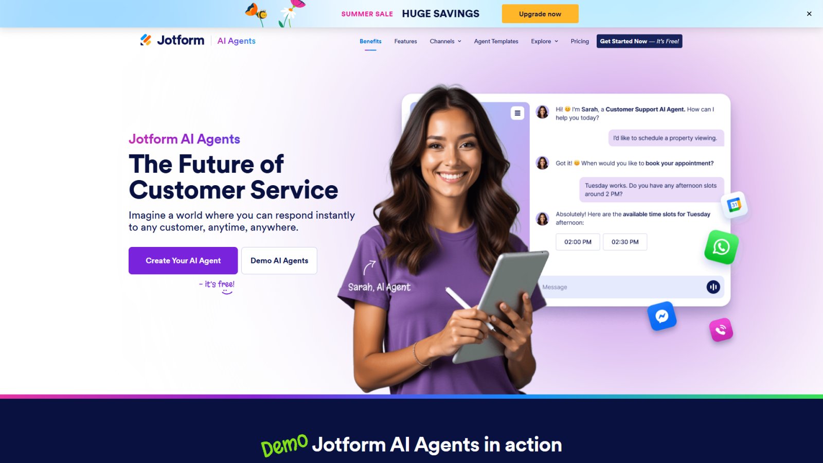 Jotform AI Agents нейросеть Главная страница