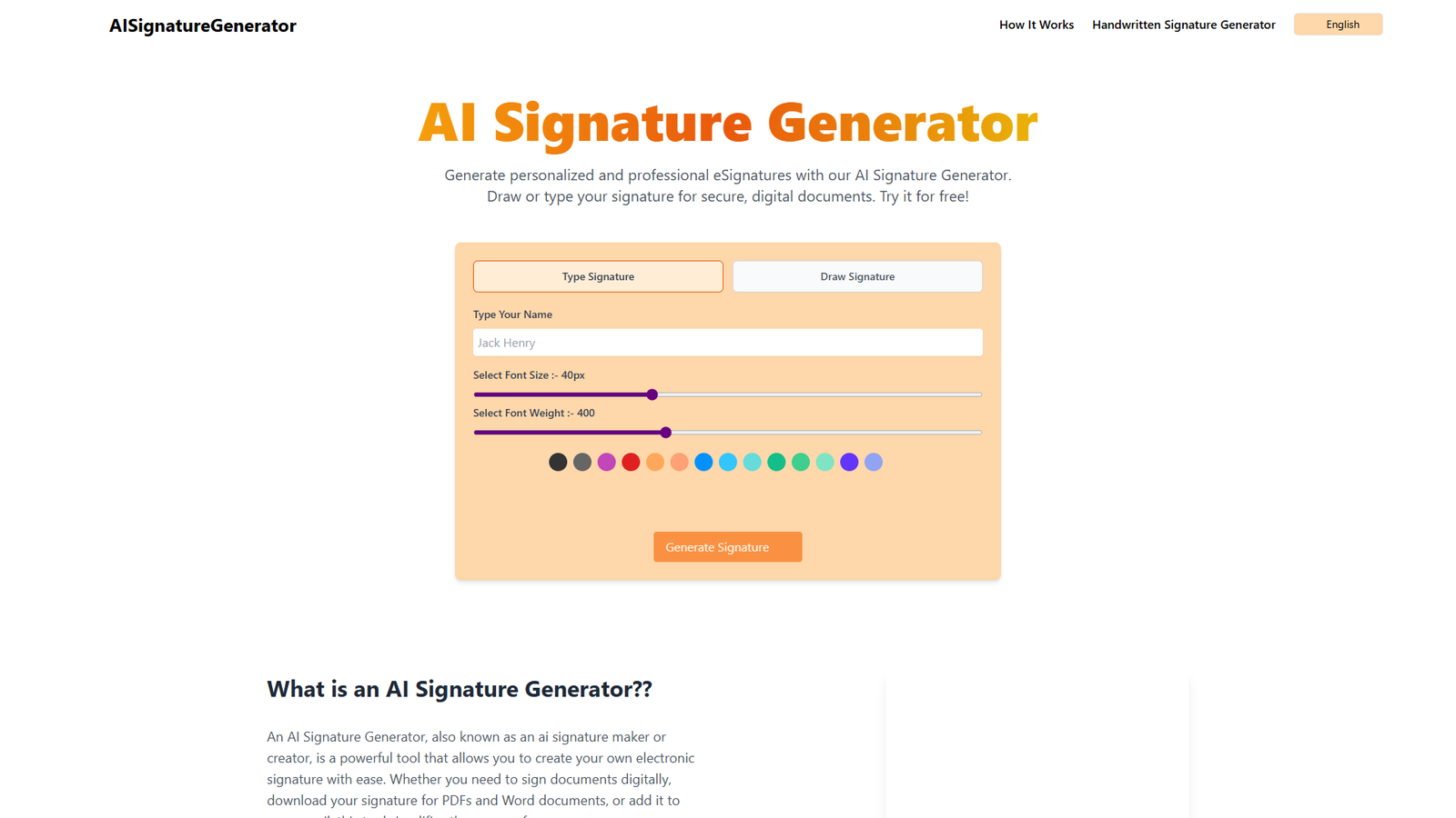 AI Signature Generator — интерфейс нейросети AI Signature Generator — интерфейс нейросети