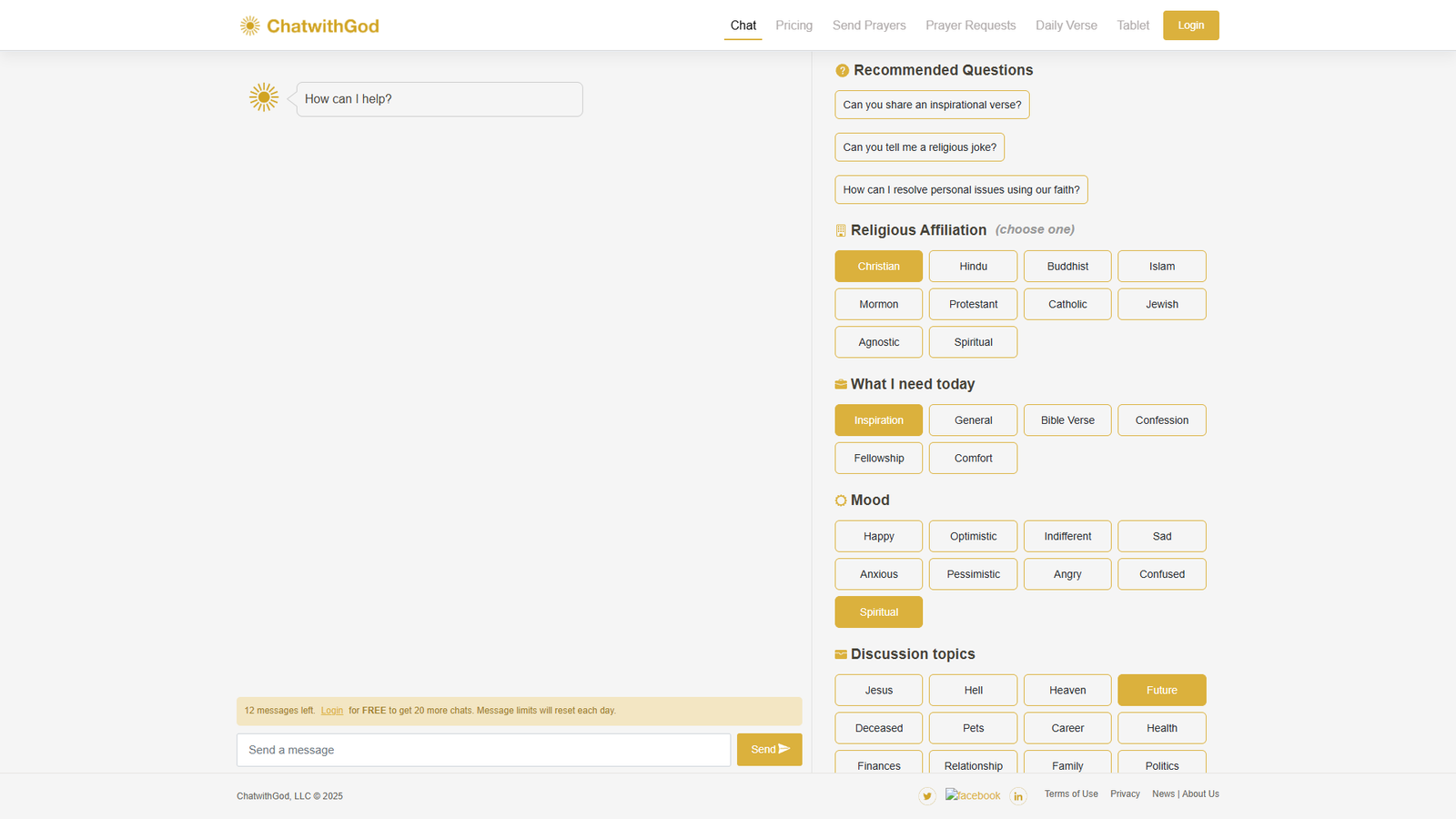 ChatwithGod.ai — интерфейс нейросети ChatwithGod.ai — интерфейс нейросети