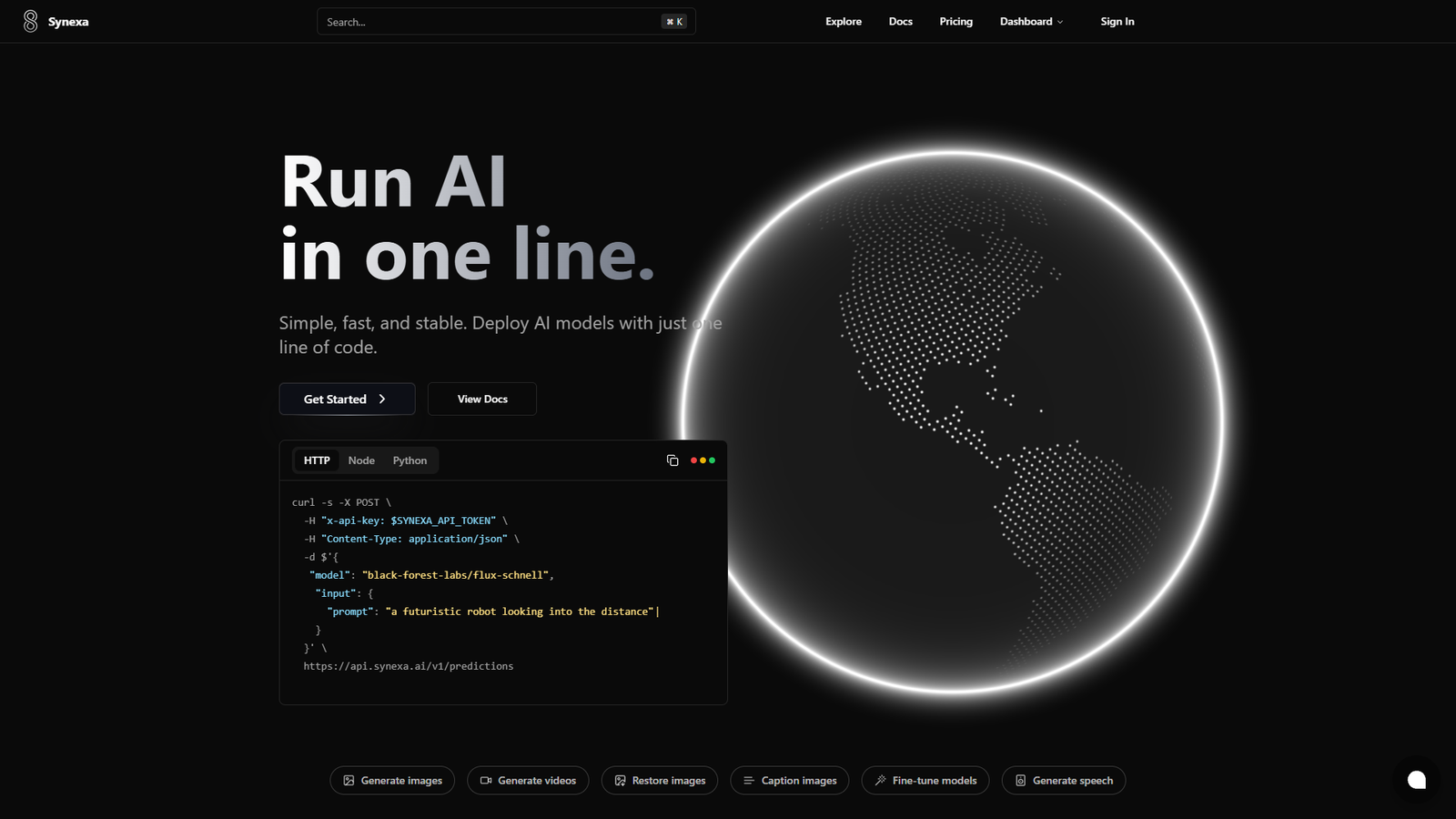 Synexa AI — интерфейс нейросети Synexa AI — интерфейс нейросети