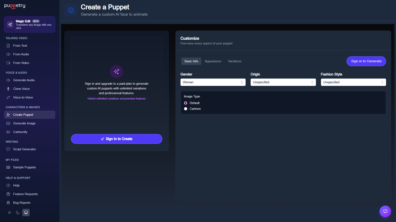 Puppetry — интерфейс нейросети Puppetry — интерфейс нейросети