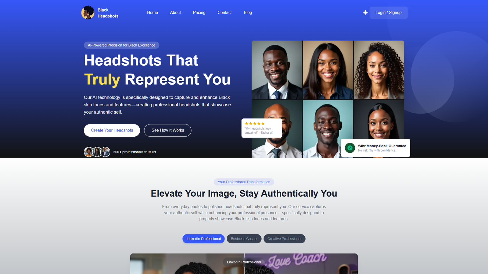 Black Headshots AI — интерфейс нейросети Black Headshots AI — интерфейс нейросети