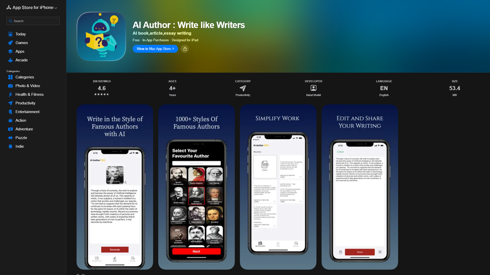 AI Author Write like Writers — интерфейс нейросети AI Author Write like Writers — интерфейс нейросети