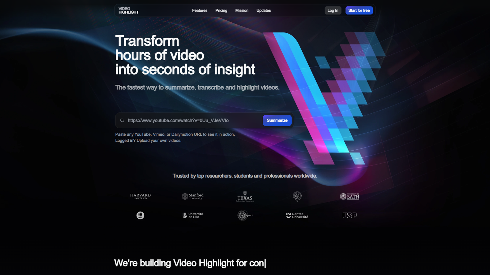 Video Highlight — интерфейс нейросети Video Highlight — интерфейс нейросети