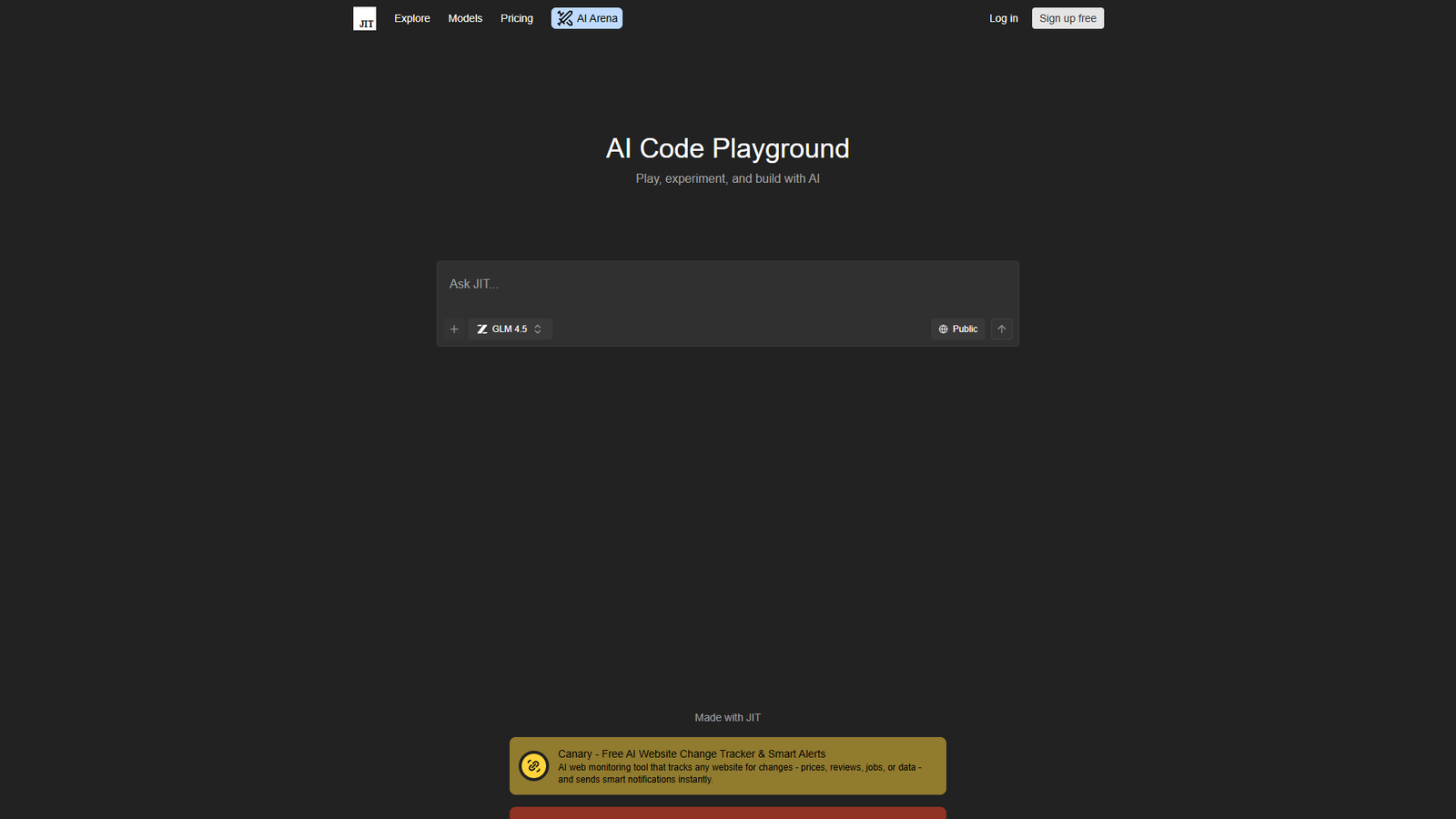 JIT AI Code Playground — интерфейс нейросети JIT AI Code Playground — интерфейс нейросети