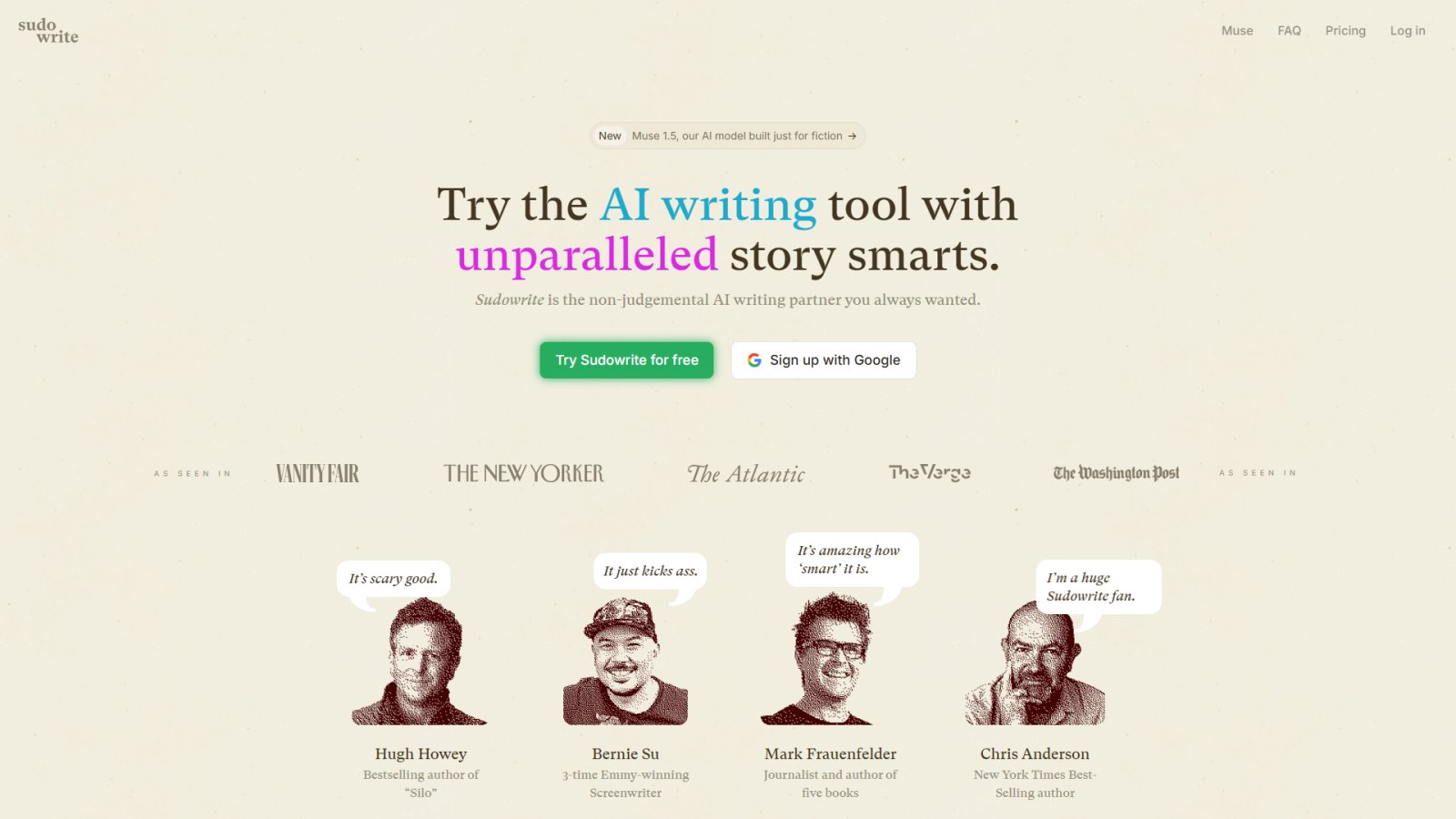 Sudowrite нейросеть Главная страница