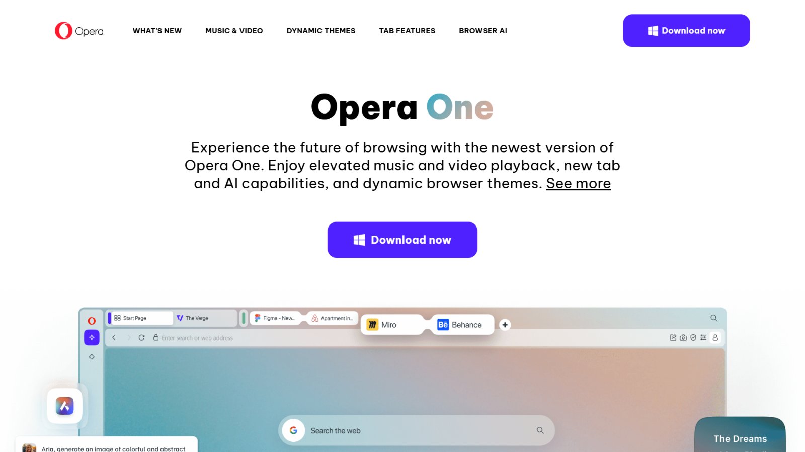 Opera One Browser нейросеть Главная страница