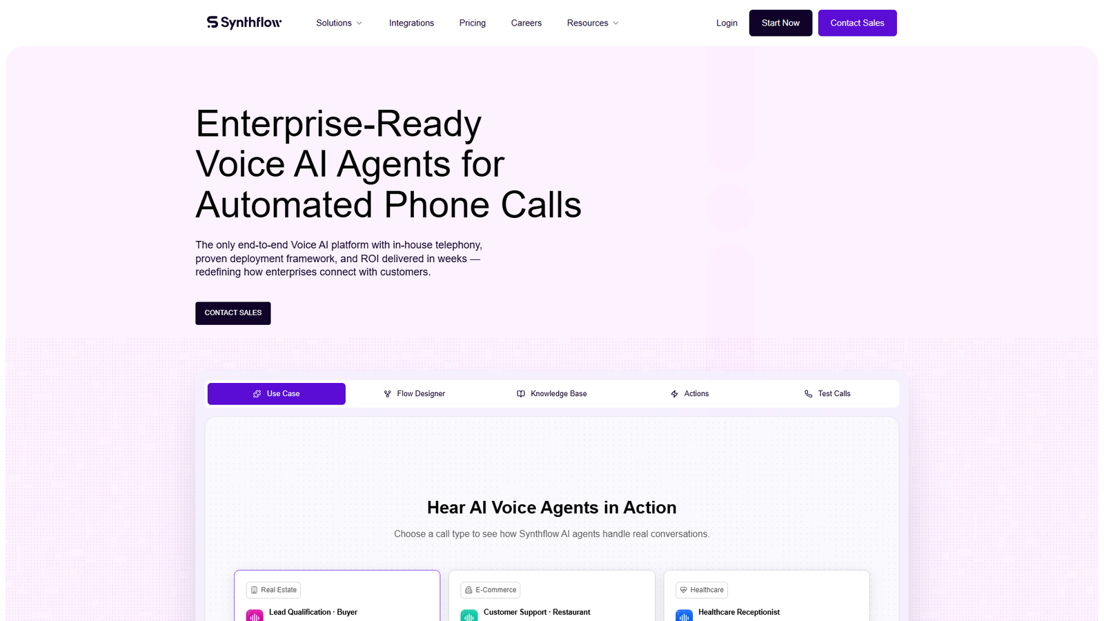 Synthflow AI Voice Agents — интерфейс нейросети Synthflow AI Voice Agents — интерфейс нейросети