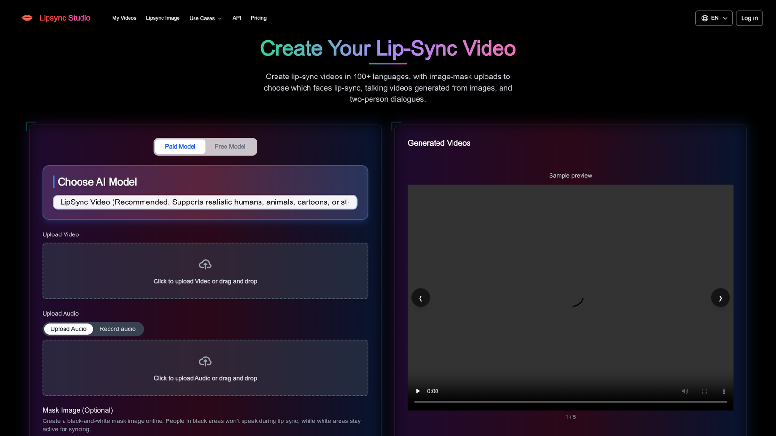 LipSync Studio — интерфейс нейросети LipSync Studio — интерфейс нейросети