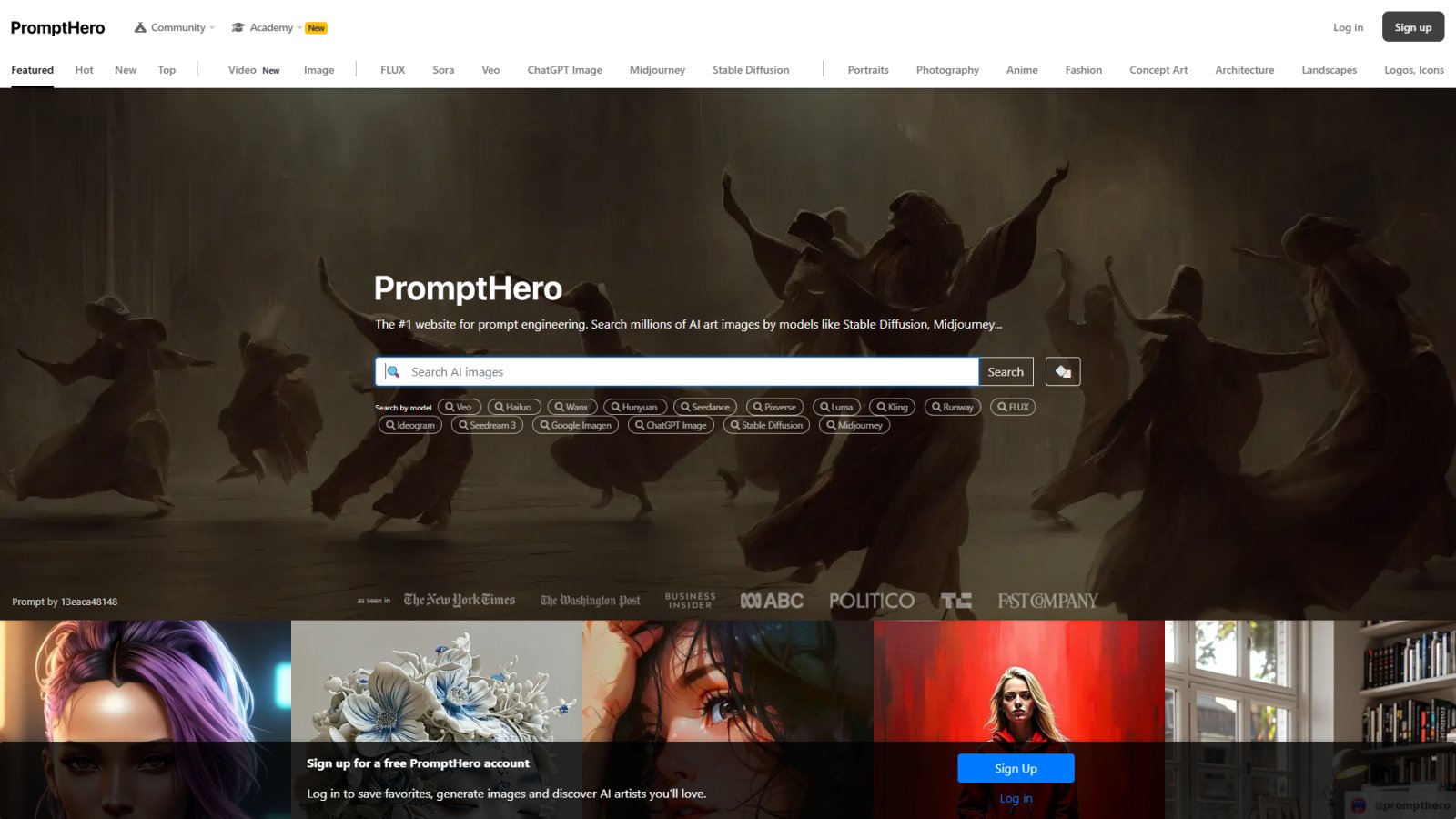 PromptHero нейросеть Главная страница