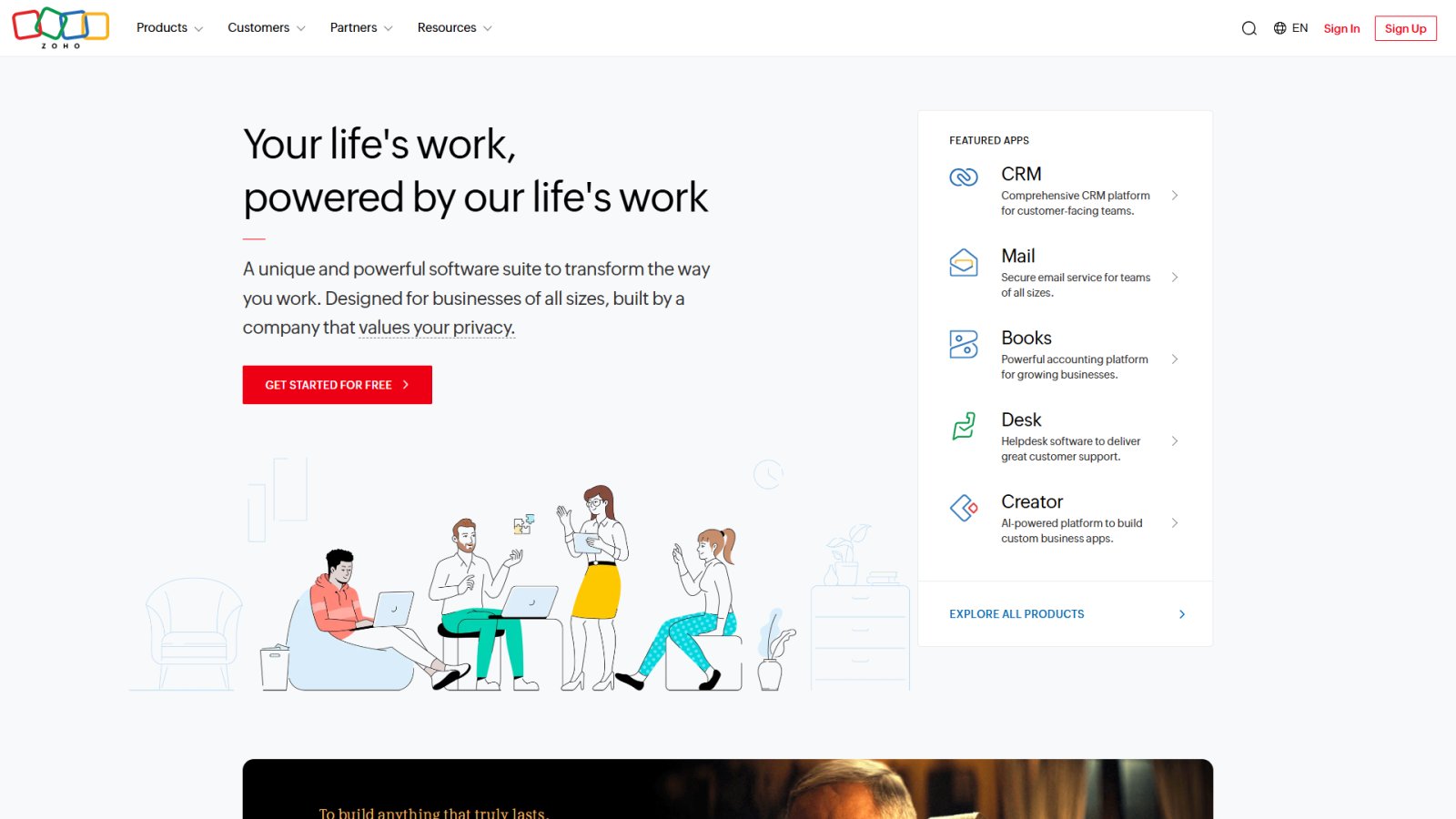 Zoho Social нейросеть Главная страница