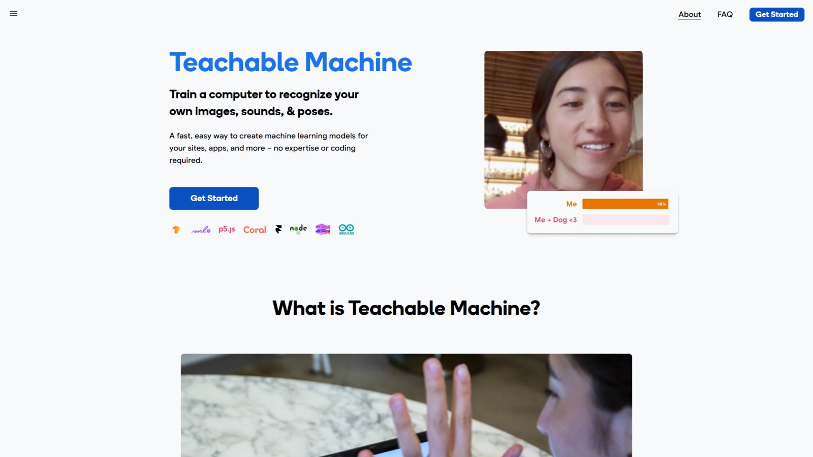 Teachable Machine нейросеть Главная страница