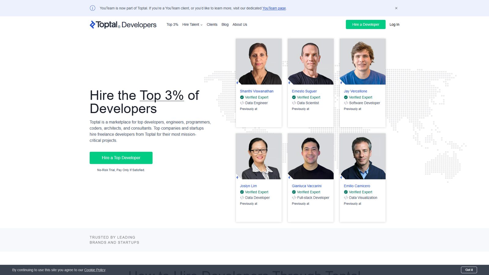 Toptal Developers Marketplace — интерфейс нейросети Toptal Developers Marketplace — интерфейс нейросети
