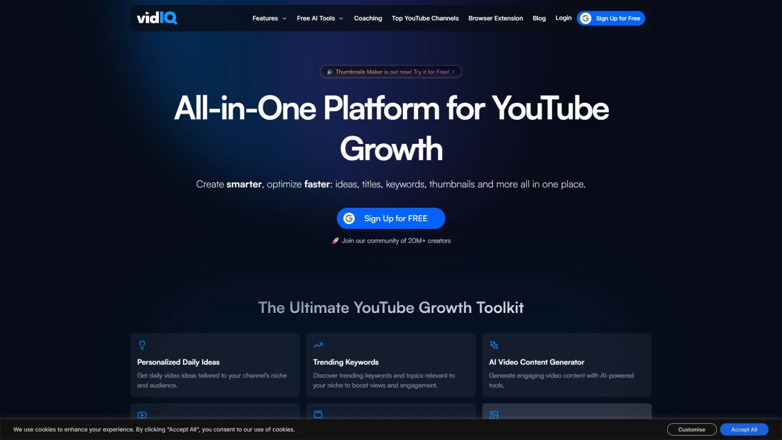 vidIQ нейросеть Главная страница