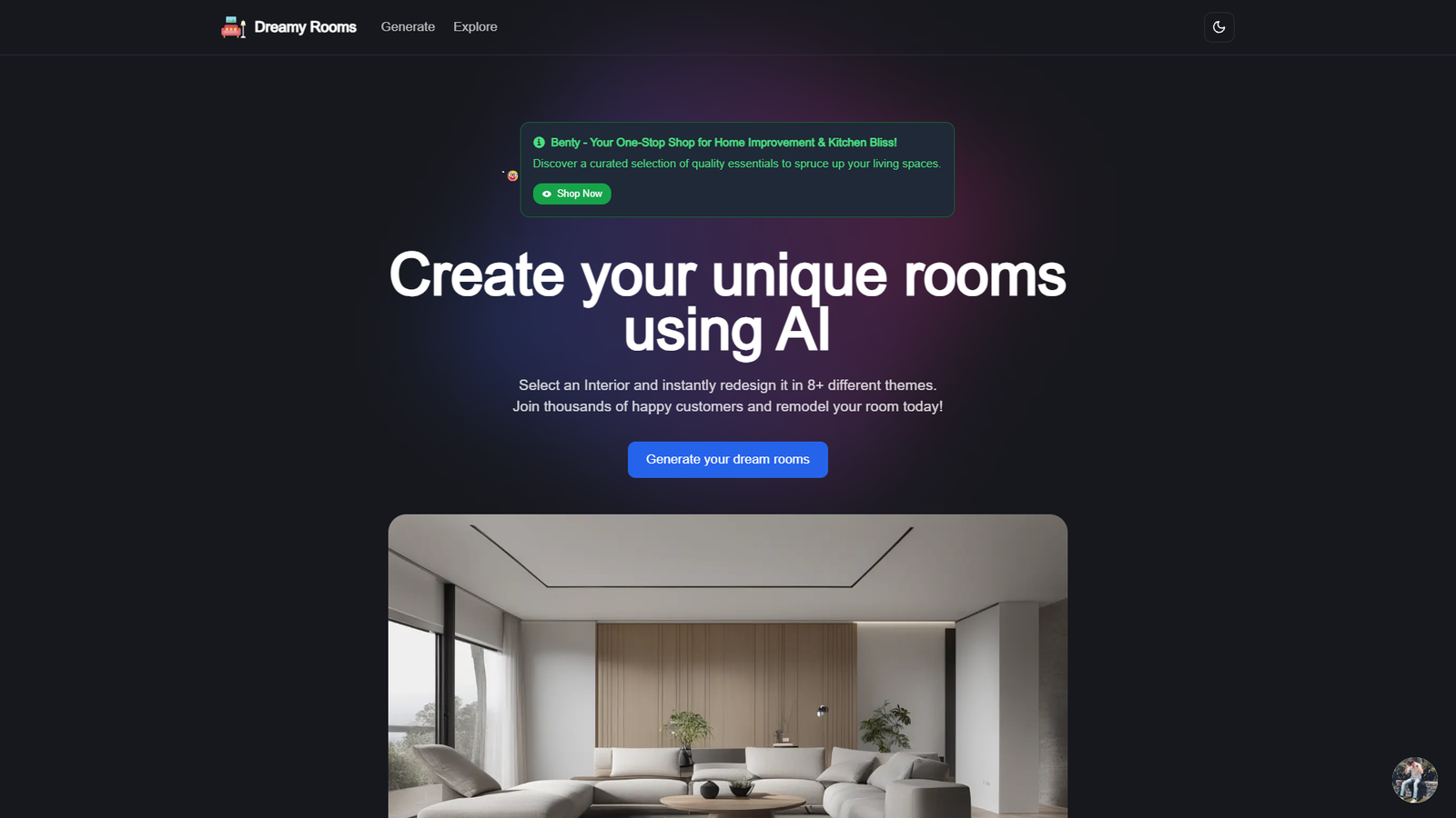 Dreamy Rooms — интерфейс нейросети Dreamy Rooms — интерфейс нейросети