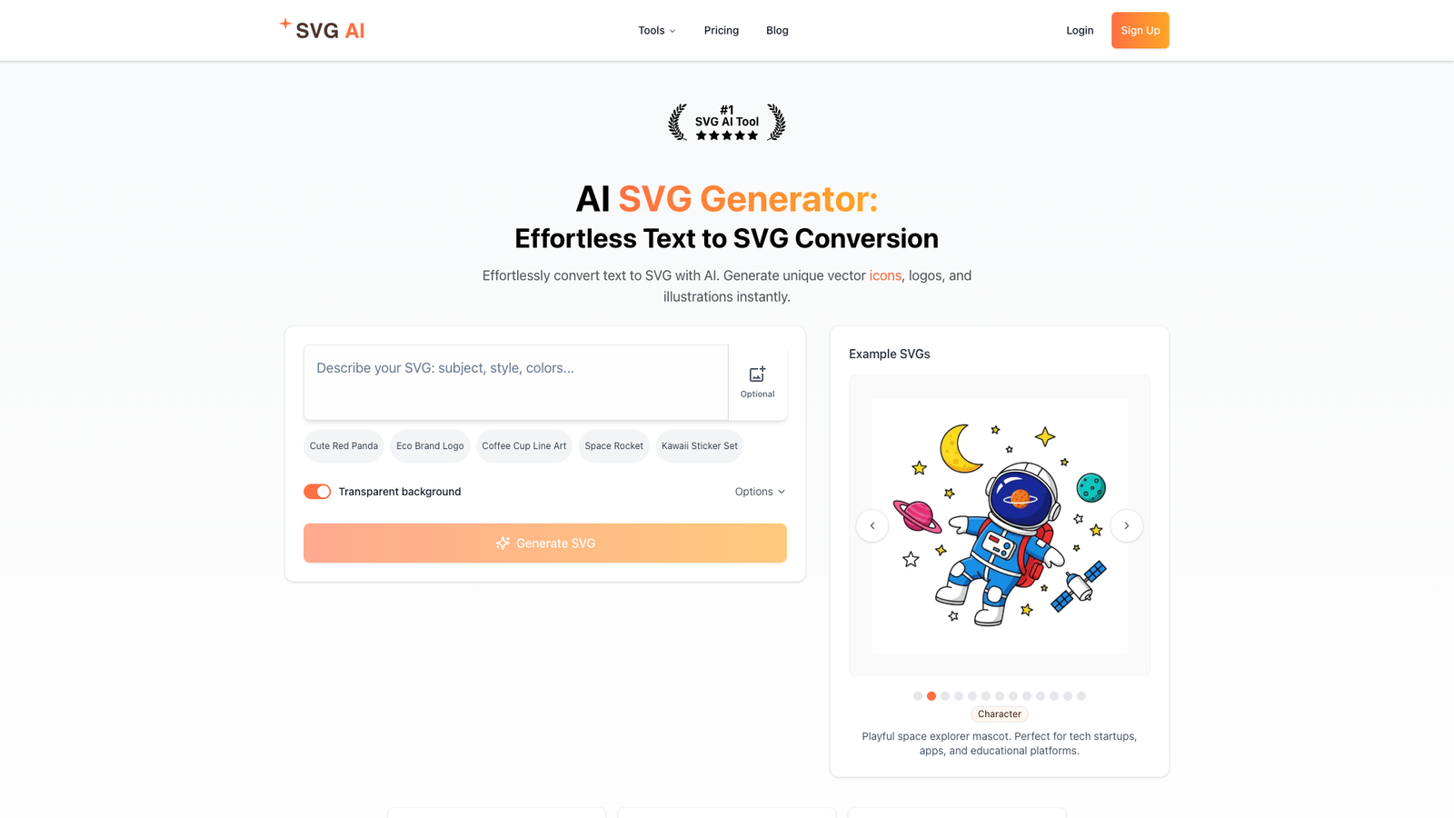 AI SVG Generator — интерфейс нейросети
