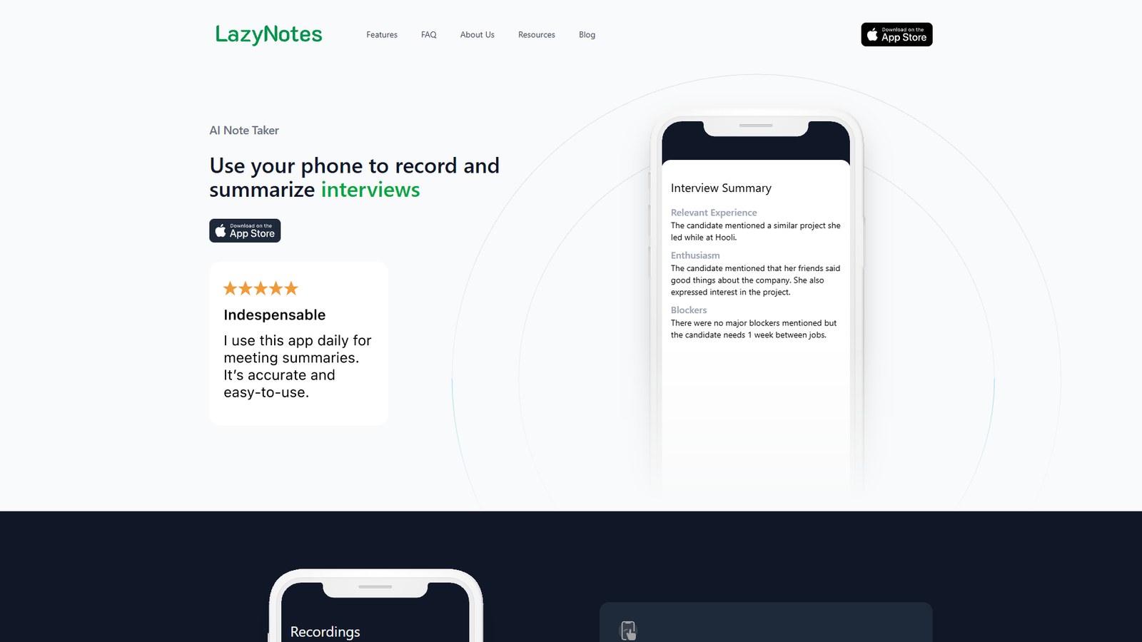 LazyNotes AI Note Taker — интерфейс нейросети LazyNotes AI Note Taker — интерфейс нейросети