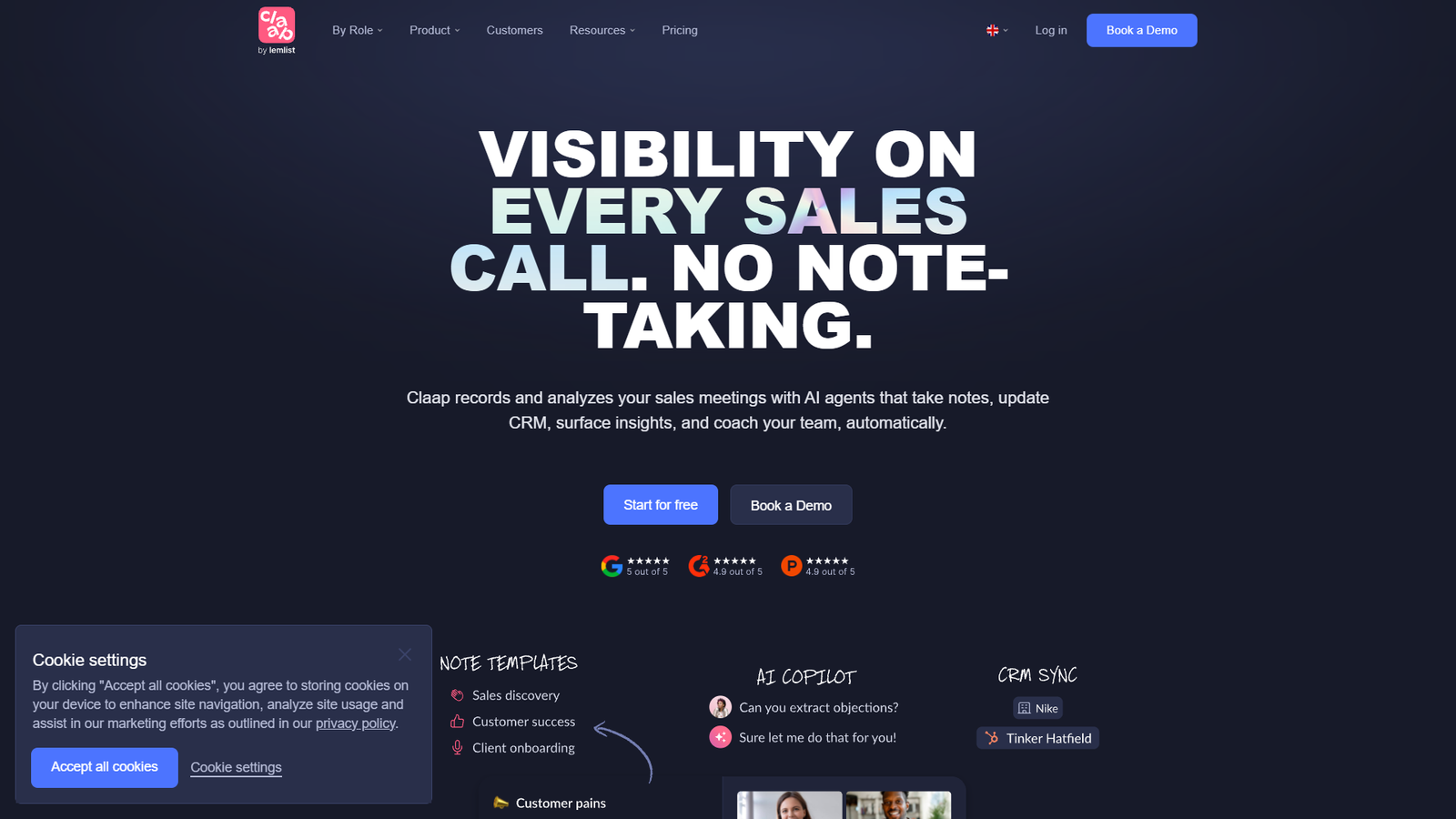 Claap — AI Sales Assistant — интерфейс нейросети Claap — AI Sales Assistant — интерфейс нейросети