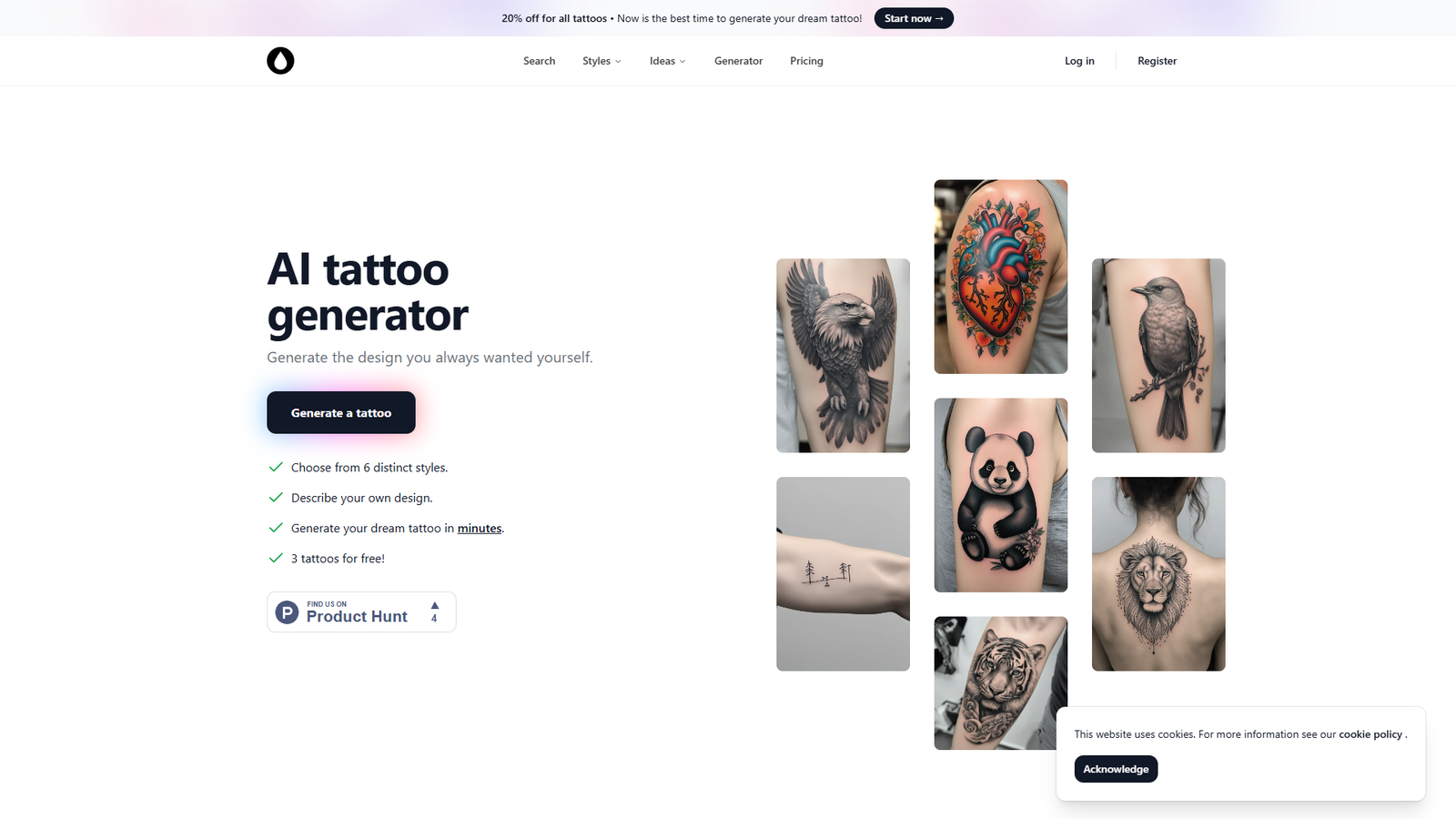 AI Tattoo Generator — интерфейс нейросети AI Tattoo Generator — интерфейс нейросети