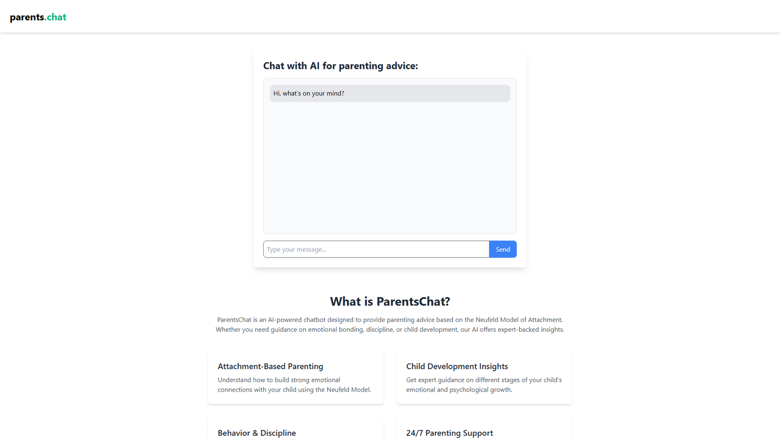 ParentsChat — интерфейс нейросети ParentsChat — интерфейс нейросети
