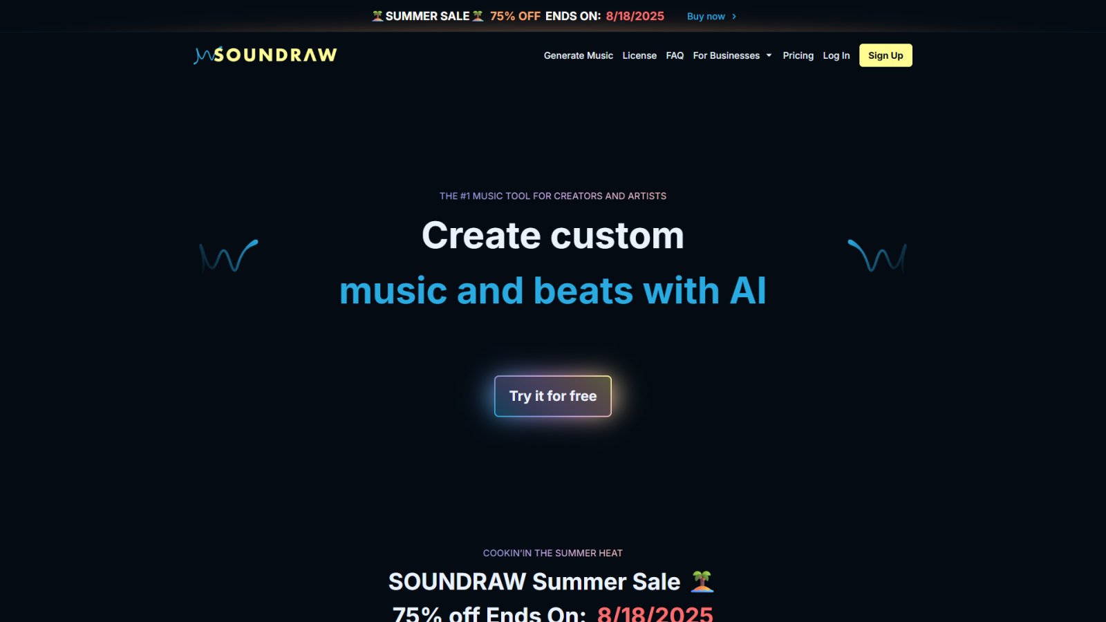Soundraw нейросеть Главная страница