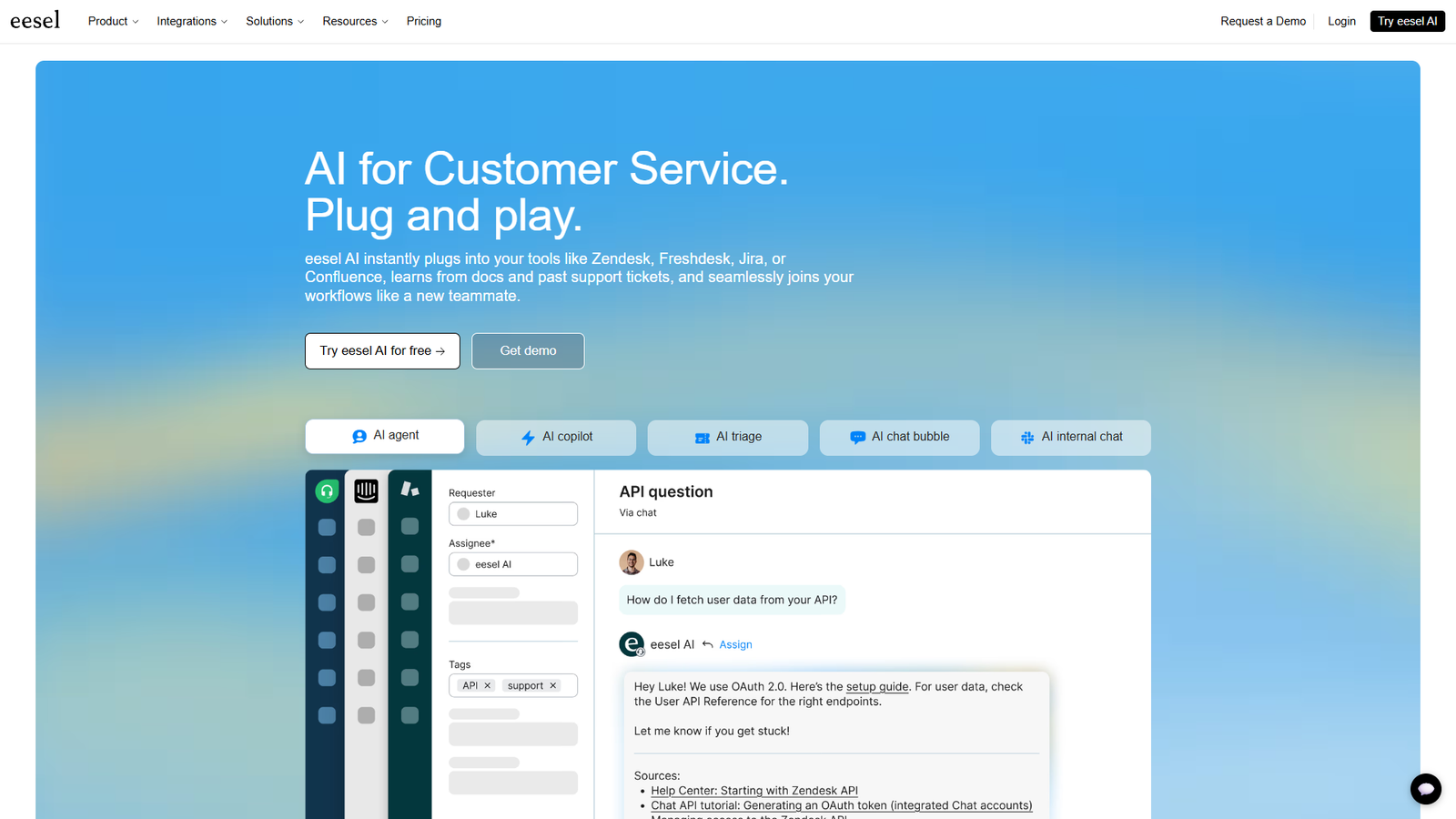 eesel AI — интерфейс нейросети eesel AI — интерфейс нейросети