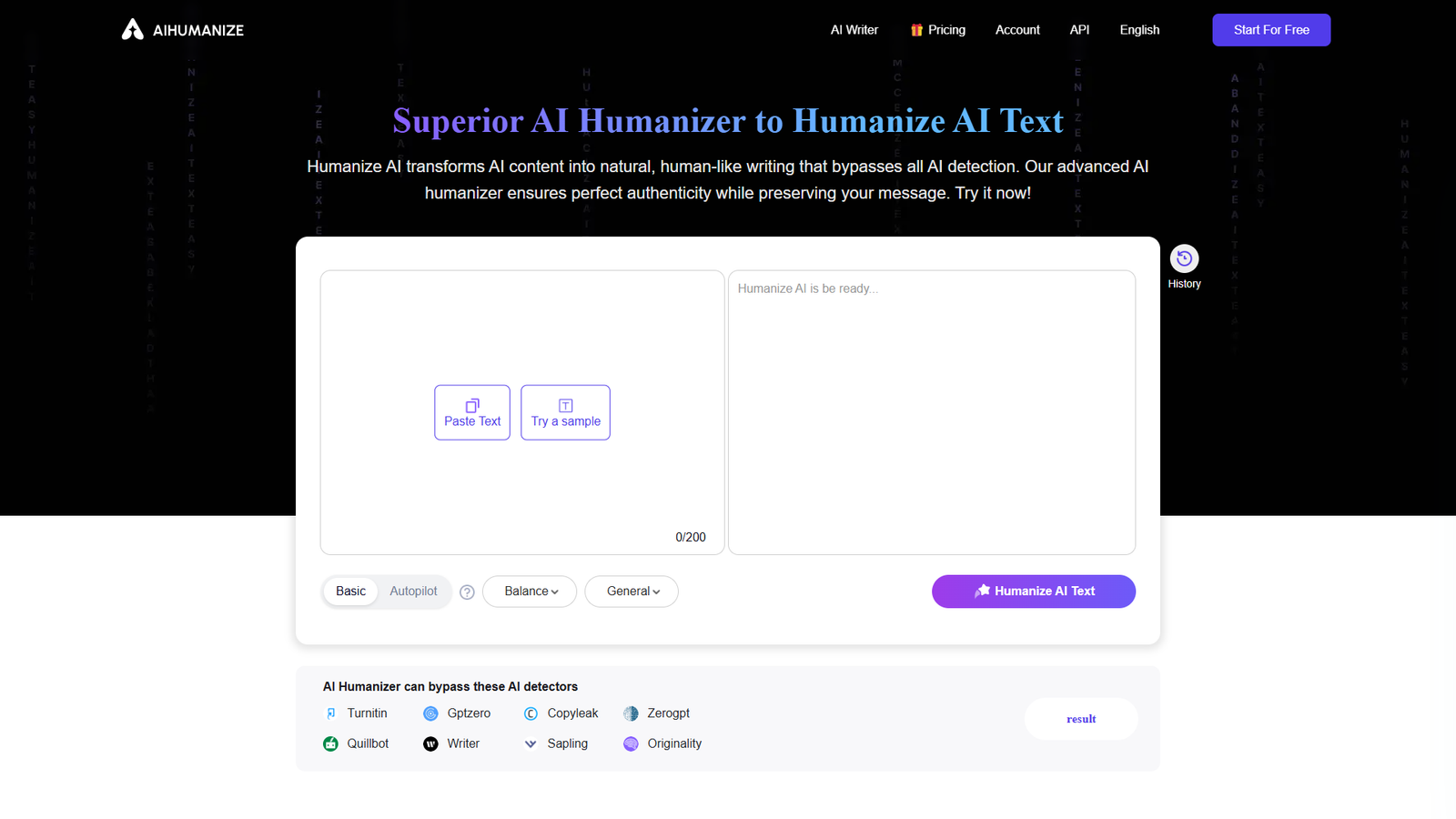 AI Humanize — интерфейс нейросети AI Humanize — интерфейс нейросети