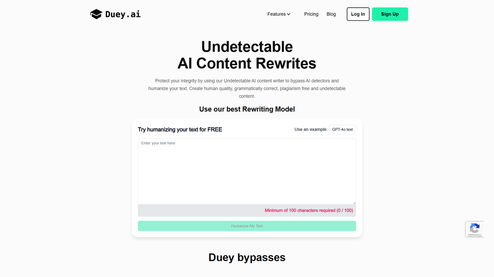 Undetectable AI Content Writer — интерфейс нейросети Undetectable AI Content Writer — интерфейс нейросети