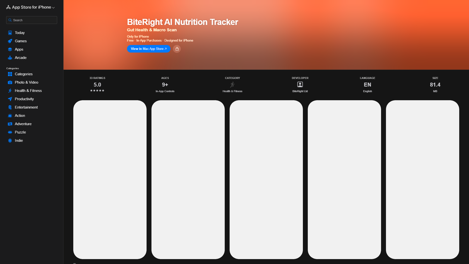 BiteRight AI Nutrition Tracker — интерфейс нейросети BiteRight AI Nutrition Tracker — интерфейс нейросети