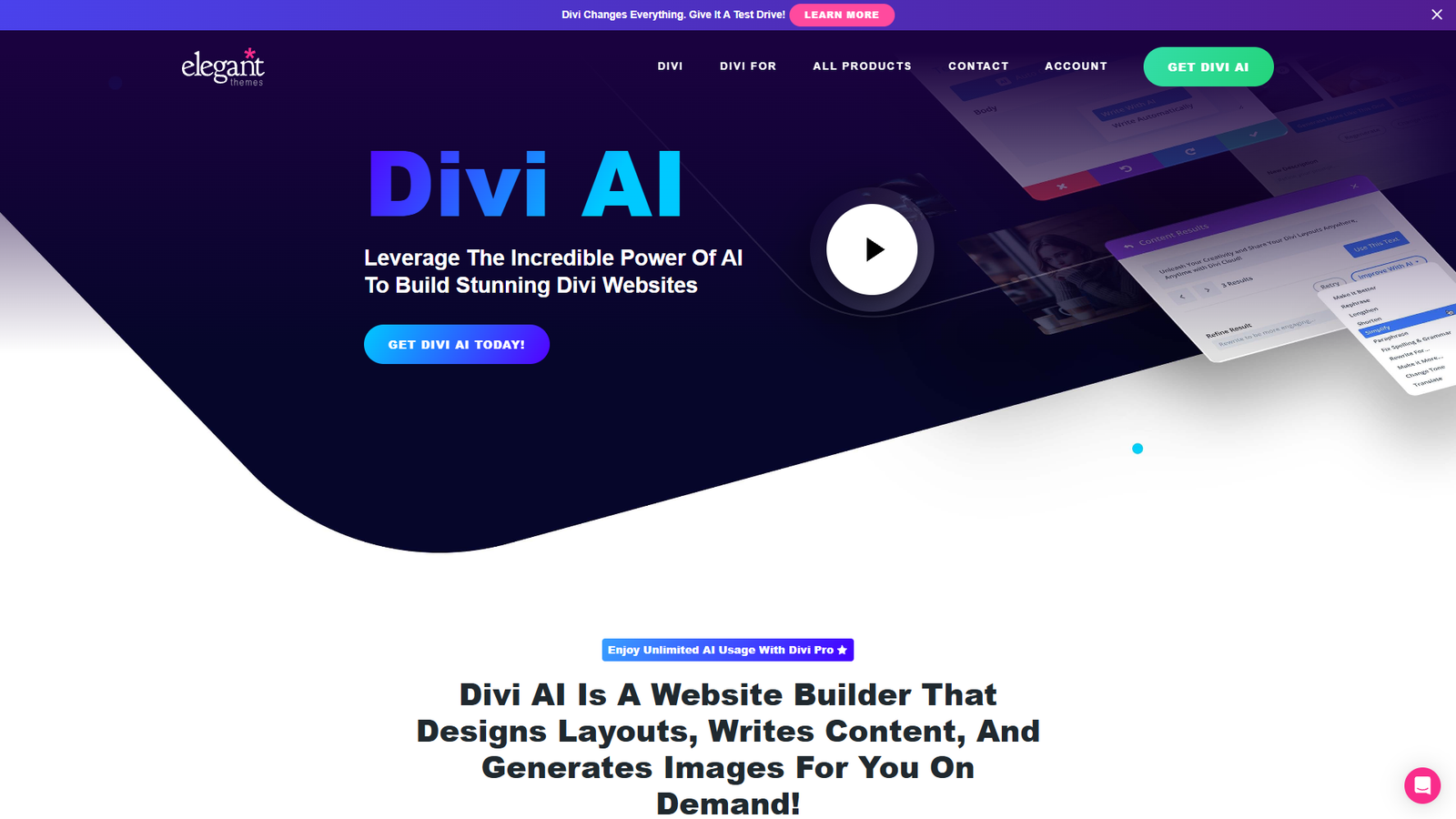 Divi AI — интерфейс нейросети Divi AI — интерфейс нейросети