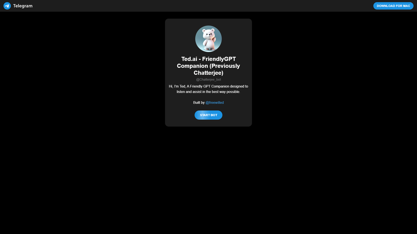 Ted.ai — FriendlyGPT Companion (Chatterjee Bot) — интерфейс нейросети Ted.ai — FriendlyGPT Companion (Chatterjee Bot) — интерфейс нейросети