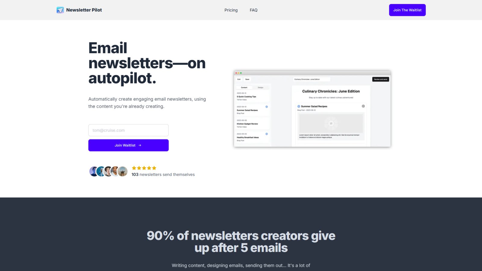 Newsletter Pilot нейросеть Главная страница