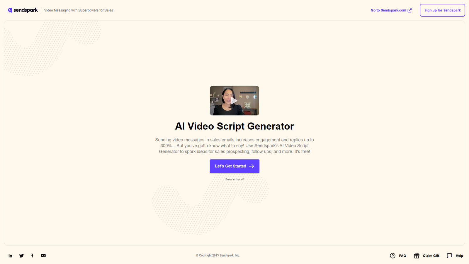 Sendspark AI Video Script Generator — интерфейс нейросети Sendspark AI Video Script Generator — интерфейс нейросети