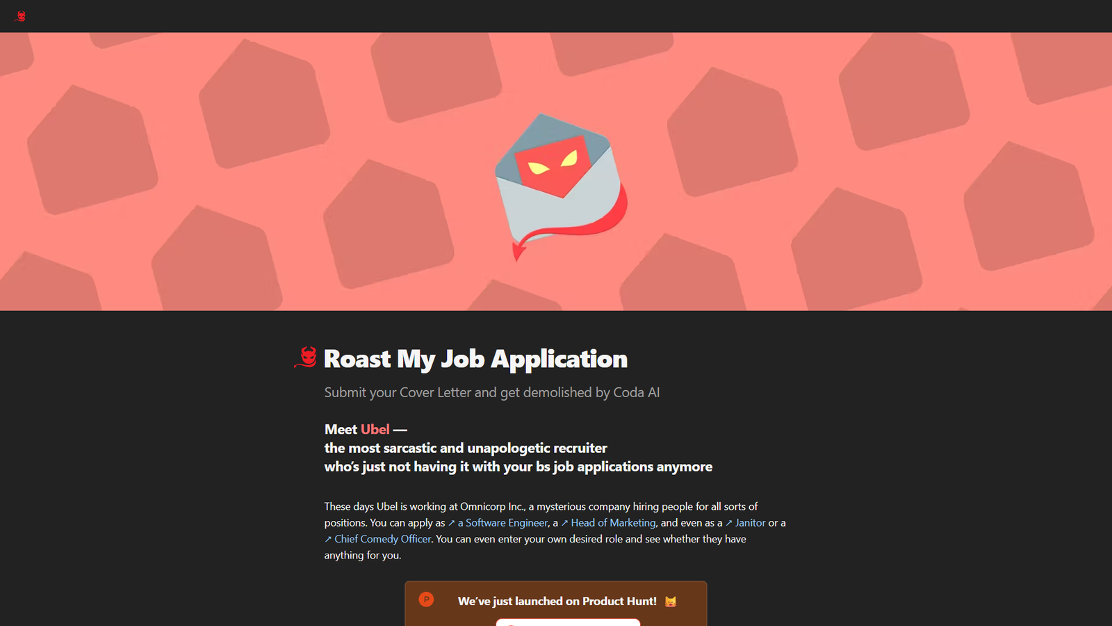 Roast My Job Application — интерфейс нейросети Roast My Job Application — интерфейс нейросети