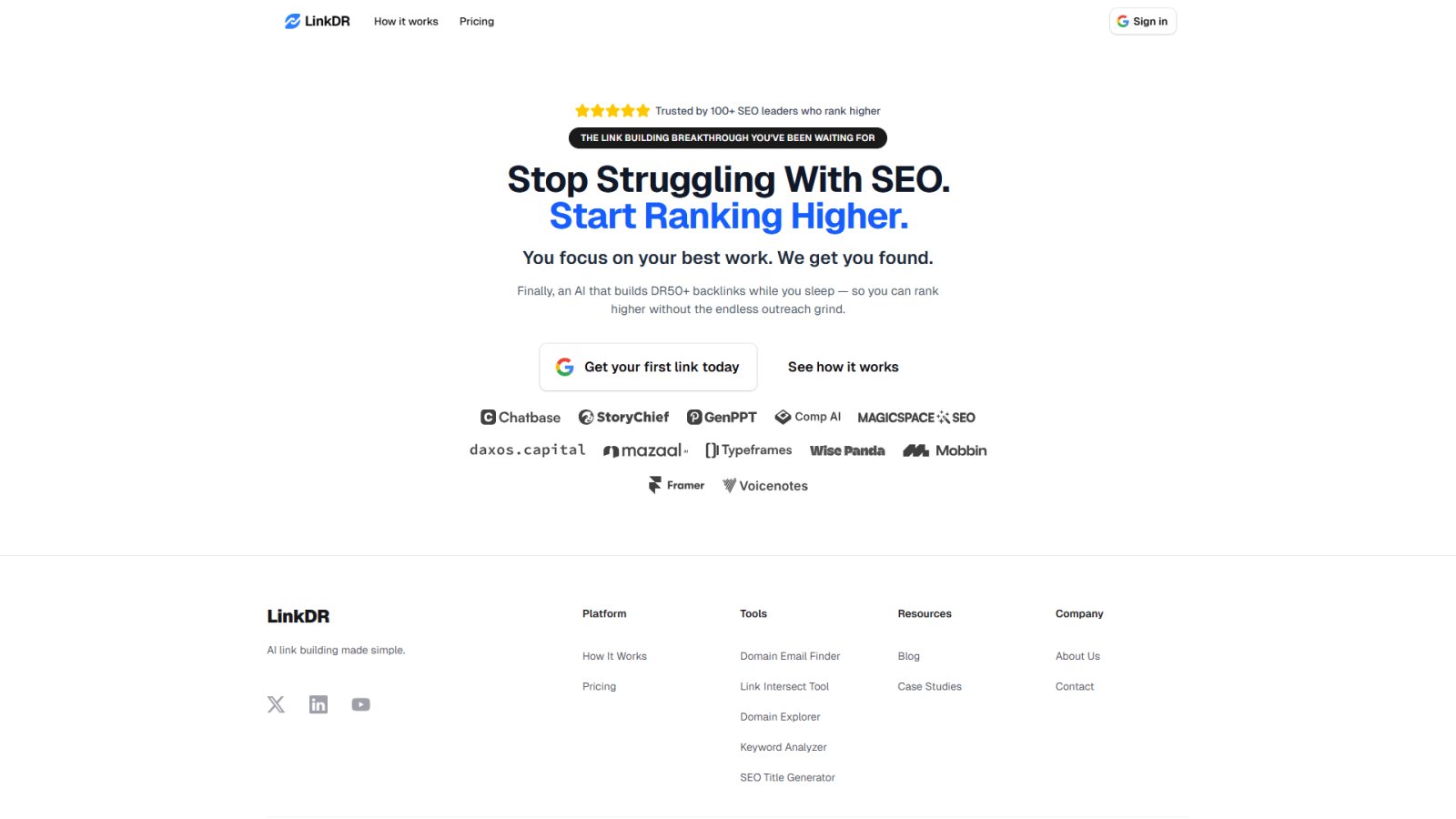 LinkDR нейросеть Главная страница