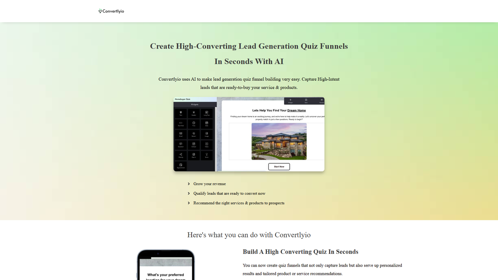 Convertlyio Lead Generation Quiz Funnel Builder — интерфейс нейросети Convertlyio Lead Generation Quiz Funnel Builder — интерфейс нейросети