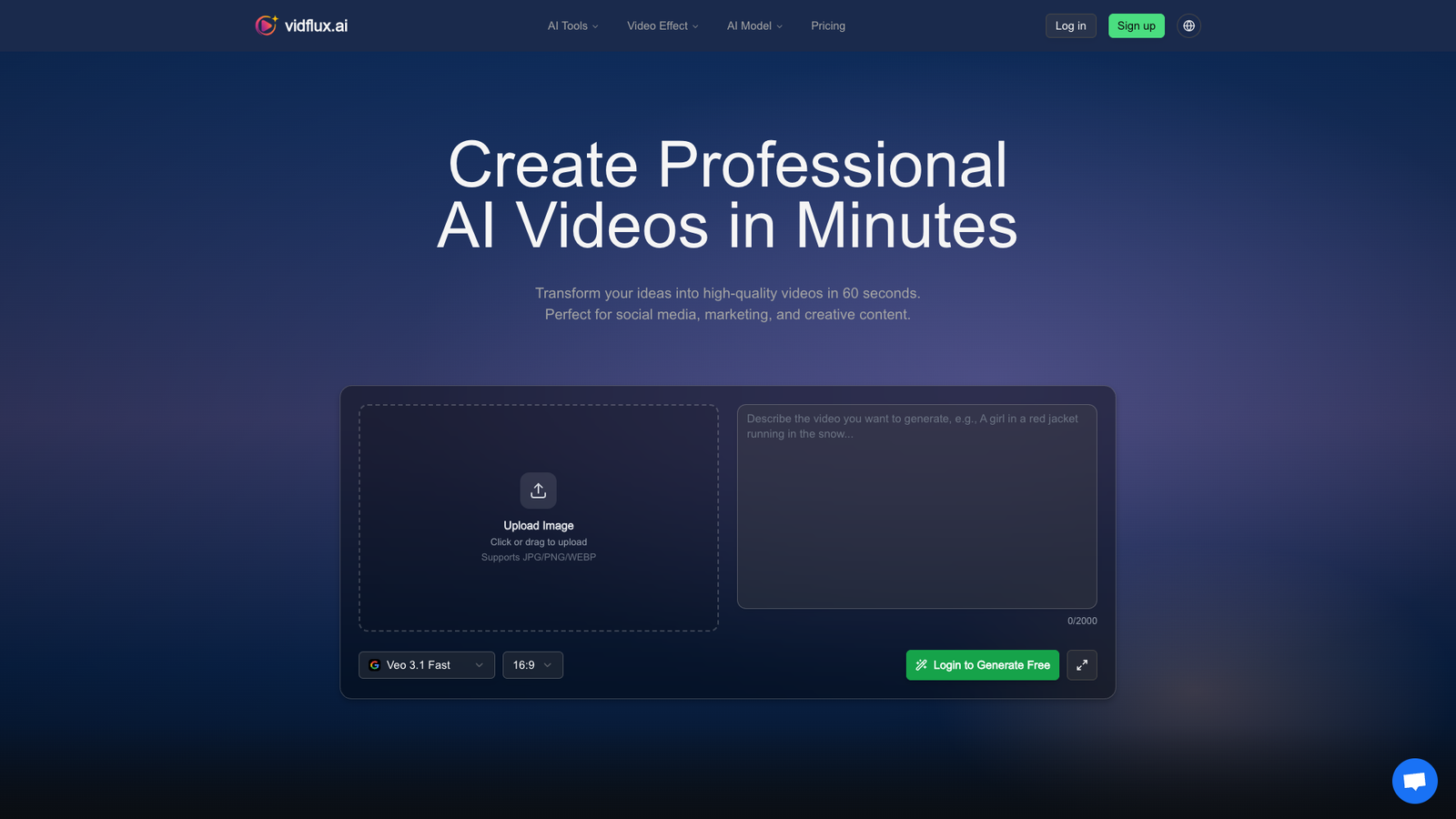 Vidflux AI — интерфейс нейросети Vidflux AI — интерфейс нейросети