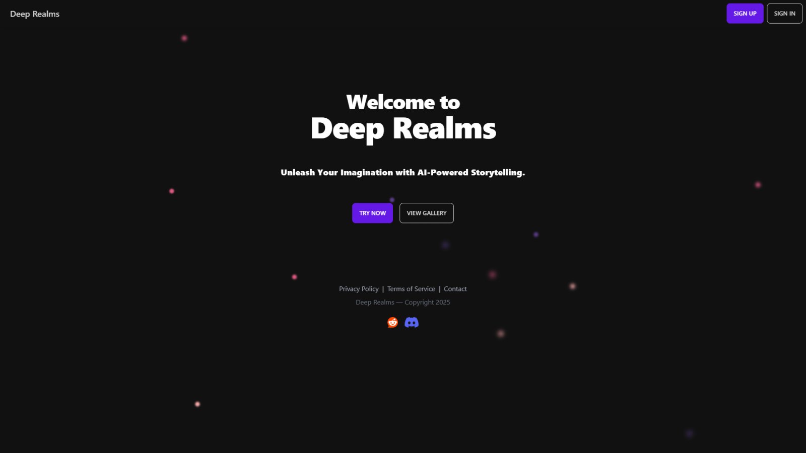Deep Realms нейросеть Главная страница