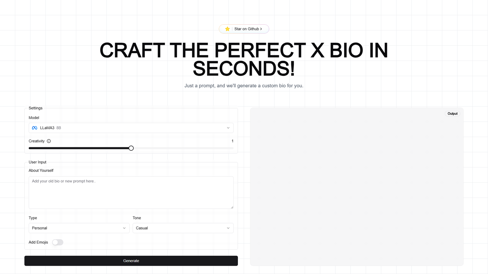 X Bio Generator — интерфейс нейросети X Bio Generator — интерфейс нейросети