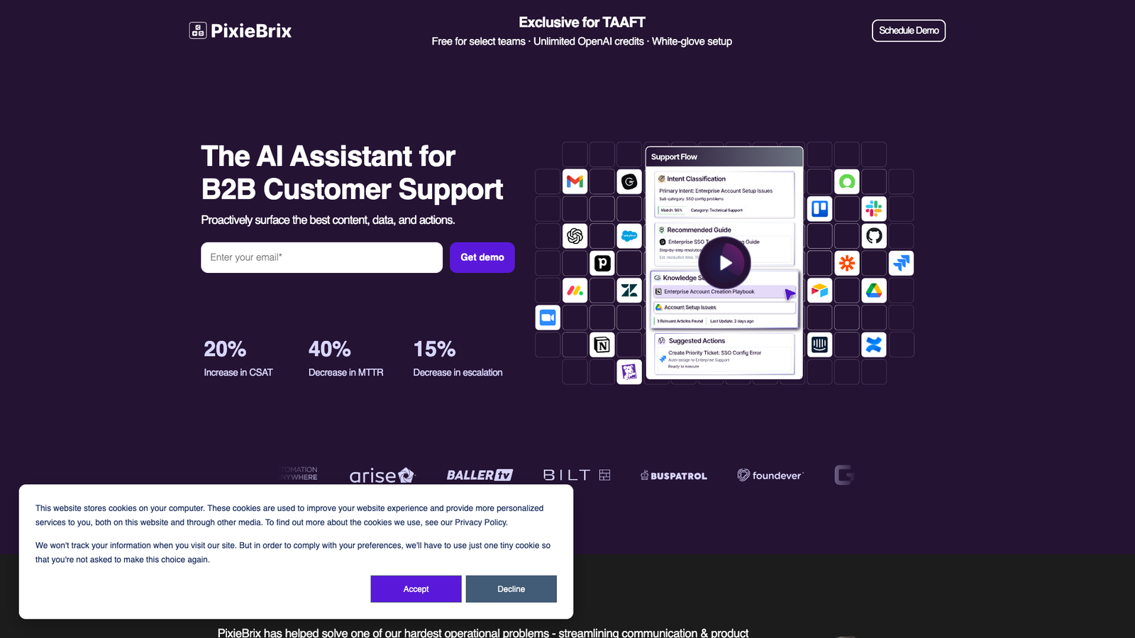Support Flow TAAFT — интерфейс нейросети