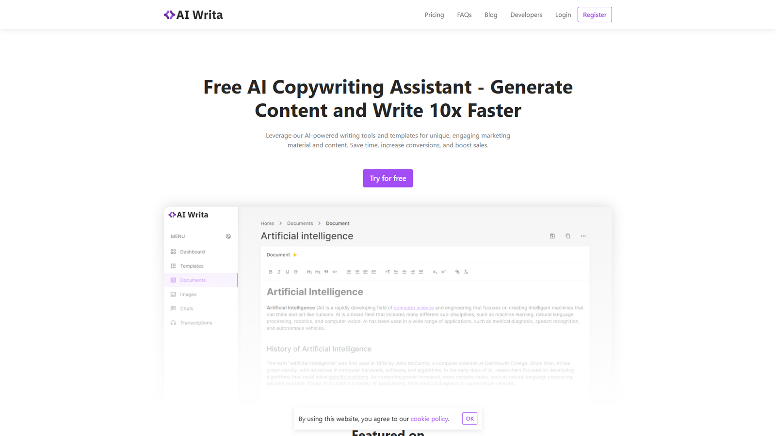 AI Writa — интерфейс нейросети AI Writa — интерфейс нейросети