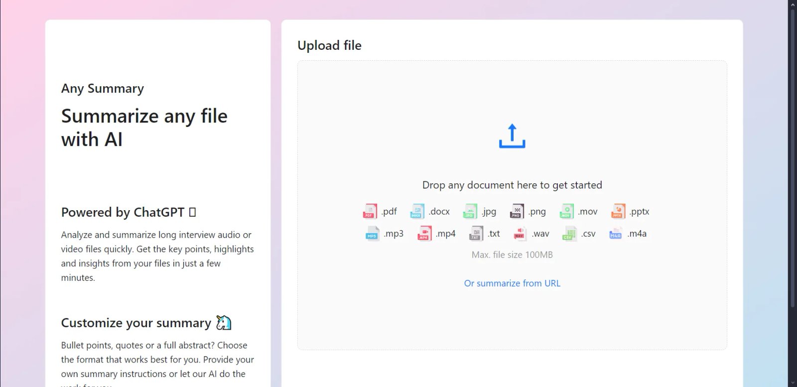Any Summary Start Any Summary Start