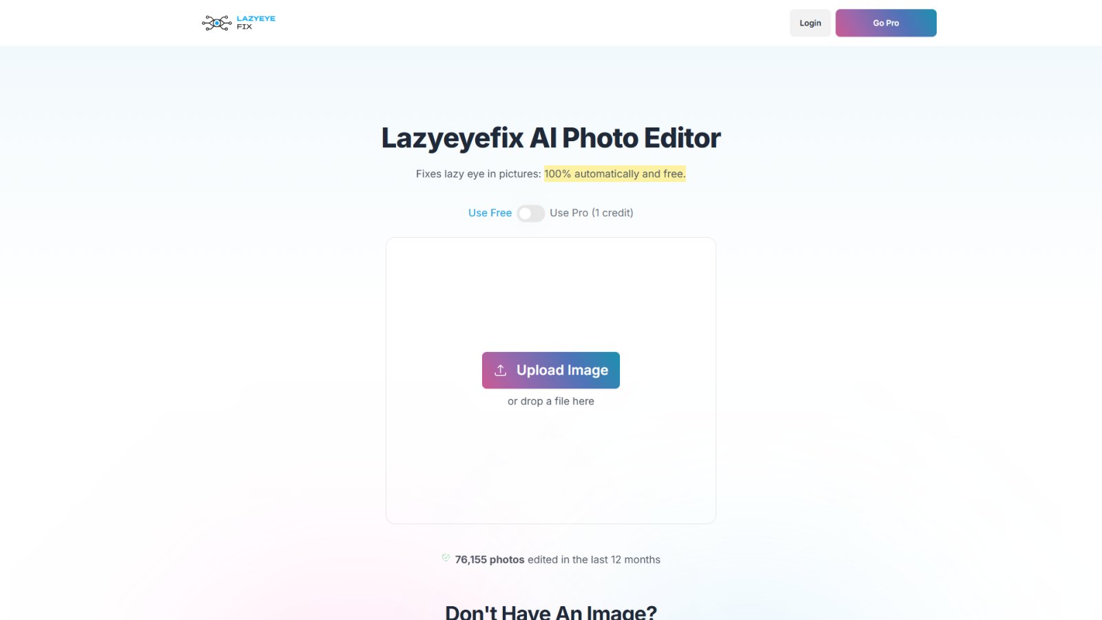 Lazyeyefix AI Photo Editor нейросеть Главная страница