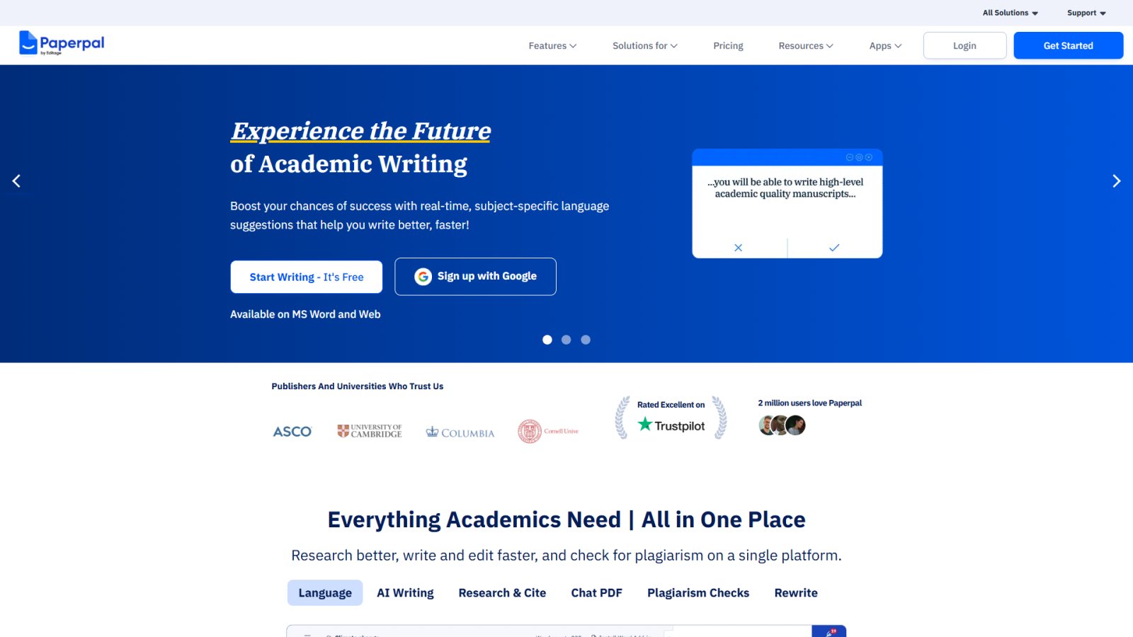 Paperpal нейросеть Главная страница