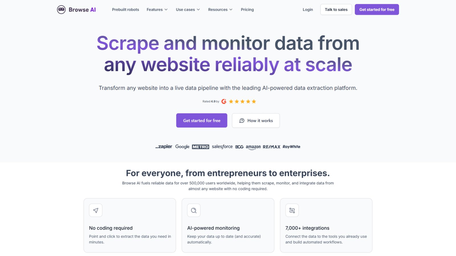 Browse AI нейросеть Главная страница